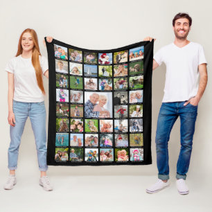 Personalized 45 Photo Collage Captions Your Colour Fleece Blanket
