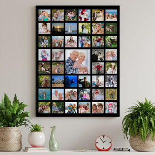 Personalized 45 Photo Collage Custom Colour Poster