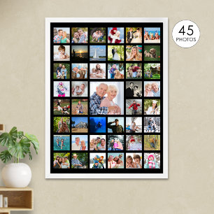 Personalized 45 Photo Collage Custom Colour Poster