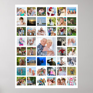 Personalized 45 Photo Collage Custom Colour Poster