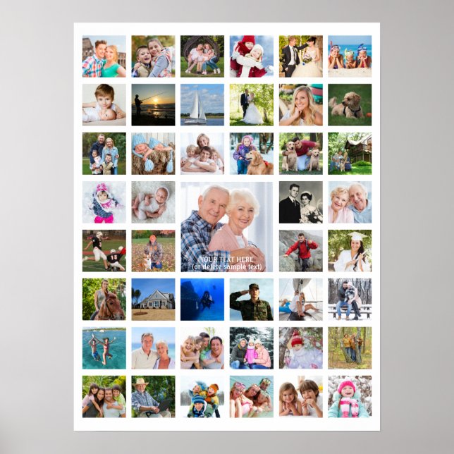 Personalized 45 Photo Collage Custom Colour Poster (Front)