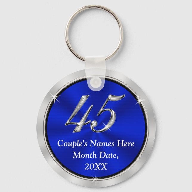 Personalized 45th Anniversary Favours, Keychains (Front)