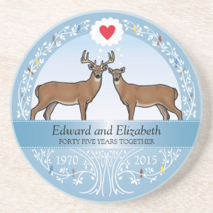 Personalized 45th Wedding Anniversary, Buck & Doe Coaster