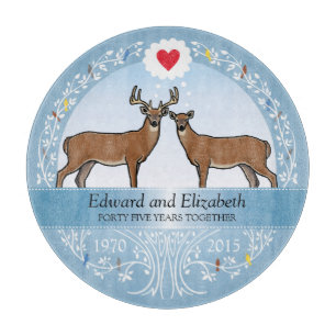 Personalized 45th Wedding Anniversary, Buck & Doe Cutting Board