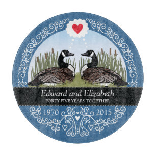 Personalized 45th Wedding Anniversary, Geese Cutting Board