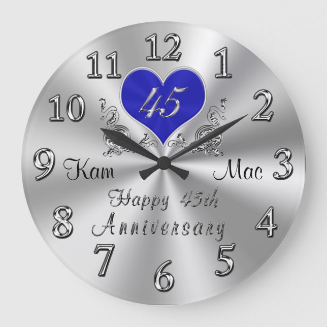 Personalized 45th Wedding Anniversary Gifts, CLOCK (Front)