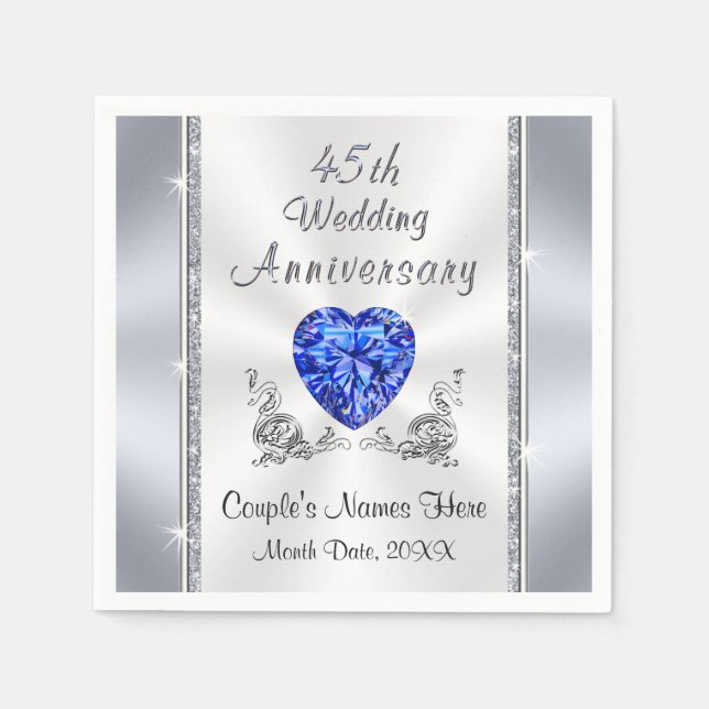 Personalized 45th Wedding Anniversary Napkins (Front)