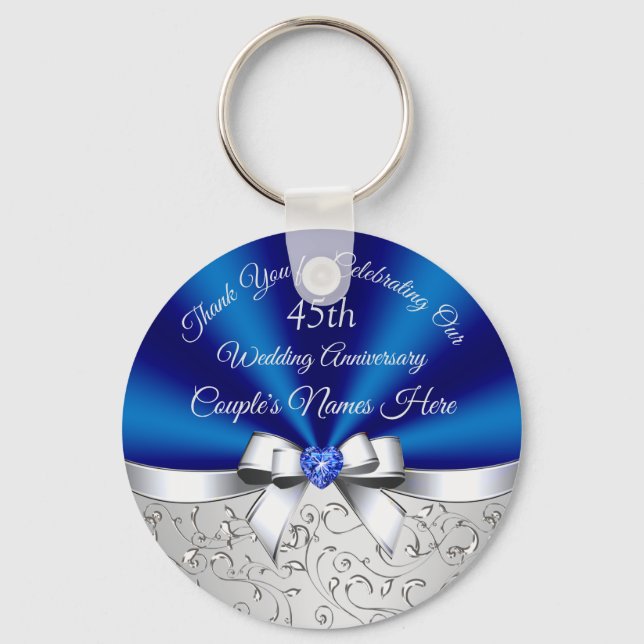 Personalized, 45th Wedding Anniversary Party Ideas Keychain (Front)