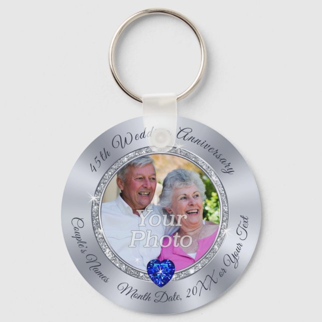 Personalized 45th Wedding Anniversary Party Ideas Keychain (Front)