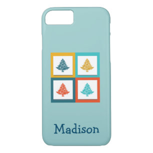 Personalized 4 Christmas Trees Retro Design iPhone 8/7 Case