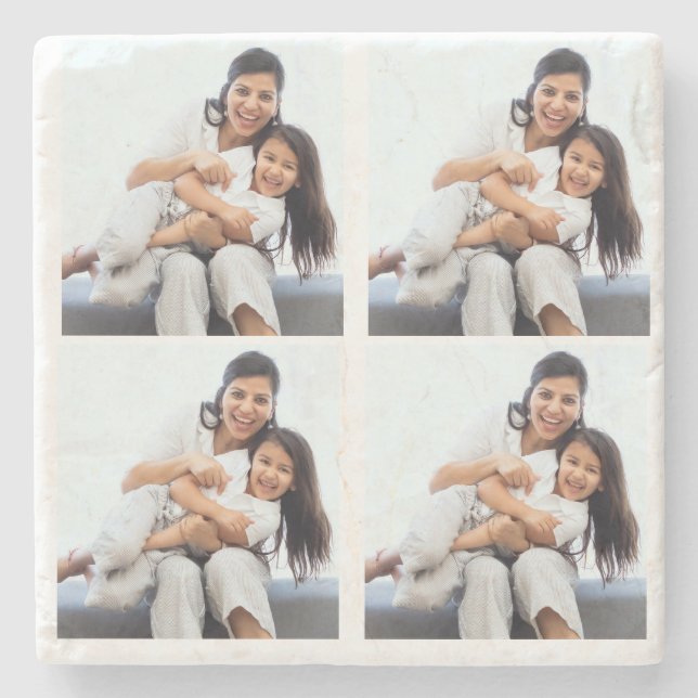 Personalized 4 collage Photos Custom  Stone Coaster (Front)