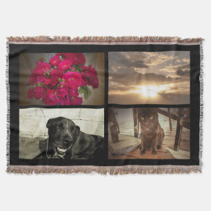 Personalized 4 Colour Photo Mosaic Picture Collage Throw Blanket