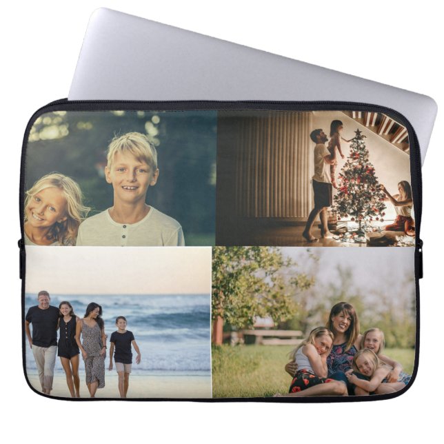Personalized 4 Family Photo Collage Custom Laptop Sleeve (Front)