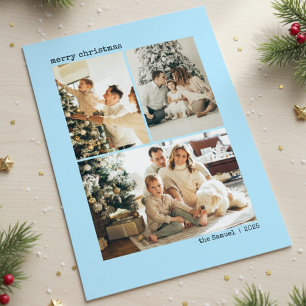 Personalized 4 Family Photo Collage Pest Color Holiday Card