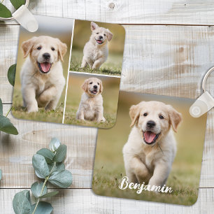 Personalized 4 Photo Collage Custom Dog Pet Puppy Keychain