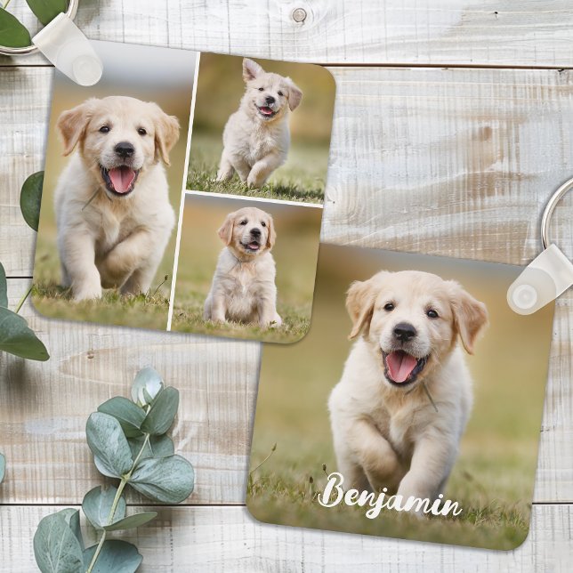 Personalized 4 Photo Collage Custom Dog Pet Puppy Keychain (Creator Uploaded)