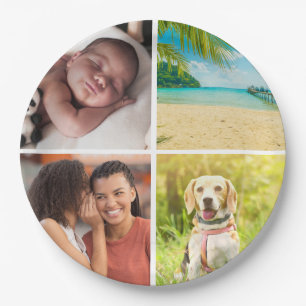 Personalized 4 Photo Collage Custom Paper Plate