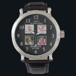 Personalized  4 Photo Collage Family Name Black Watch<br><div class="desc">Create your own photo collage watch with 4 of your favourite pictures. The photo frame watch helps you treasure your special moments and also makes a thoughtful gift for parents, grandparents and friends. The personalized watch with photos makes it a perfect gift for all occasions. Personalize with family name and...</div>