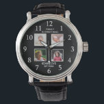 Personalized  4 Photo Collage Family Name Black Watch<br><div class="desc">Create your own photo collage watch with 4 of your favourite pictures. The photo frame watch helps you treasure your special moments and also makes a thoughtful gift for parents, grandparents and friends. The personalized watch with photos makes it a perfect gift for all occasions. Personalize with family name and...</div>