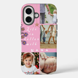 Personalized 4 Photo Collage Life is better Nana iPhone 16 Case