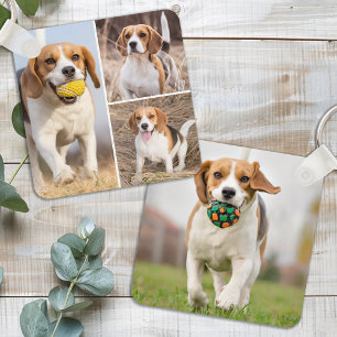 Personalized 4 Photo Collage Modern Pet Puppy Dog Keychain