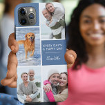 Personalized 4 Photo Collage Positive Quote Blue Case-Mate iPhone Case<br><div class="desc">Personalized Phone case for iphone 11 pro max and many other models. The design features a custom photo collage with 4 of your favourite photos, your name and the wording "Every day's a happy day". The photo template is set up ready for you to add your photos, working clockwise from...</div>