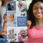 Personalized 4 Photo Collage Positive Quote Blue iPhone 11 Pro Max Case<br><div class="desc">Personalized Phone case for iphone 11 pro max and many other models. The design features a custom photo collage with 4 of your favourite photos, your name and the wording "Every day's a happy day". The photo template is set up ready for you to add your photos, working clockwise from...</div>