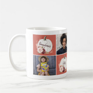 Personalized 4 photo collage Pumpkin Grandma  Coffee Mug