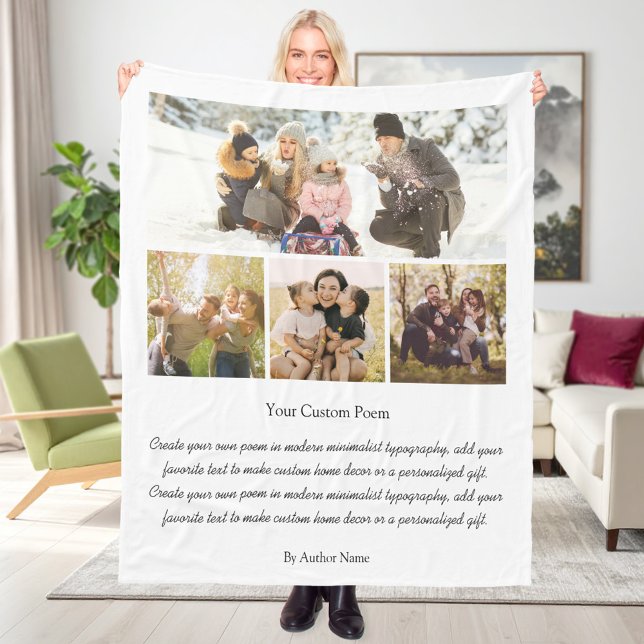 Personalized 4 Photo Collage With Poem Fleece Blanket (Creator Uploaded)