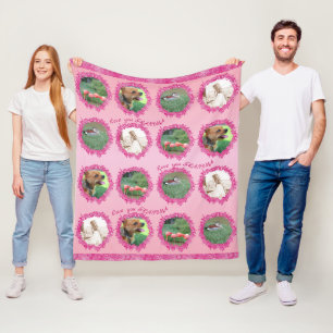 Personalized 4 photo custom text love you grandma fleece blanket