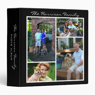 Personalized 4 Photo Family Collage Black Binder