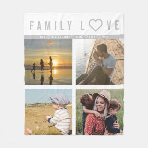 Personalized  4 Photo Family Love Memories Fleece Blanket