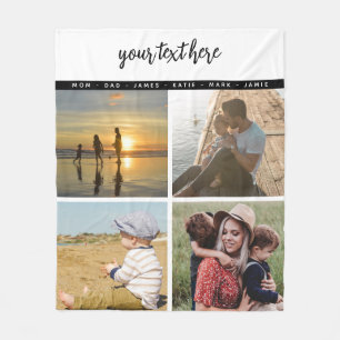 Personalized  4 Photo Family Love Memories  Fleece Blanket