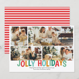 Personalized 4 Photo Jolly Holidays Christmas Holiday Card