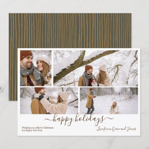 Personalized 4 Photo Merry Christmas Holiday Card