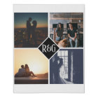 Personalized 4 Photo Monogram Black