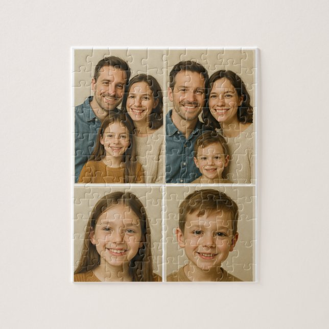 Personalized 4 Photo Puzzle -  Father's Day gift (Vertical)