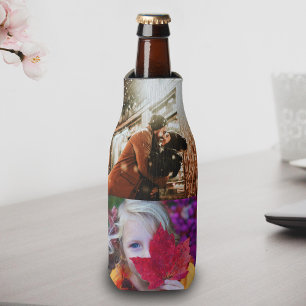 Personalized 4 Photo Template Double Sided Bottle Cooler