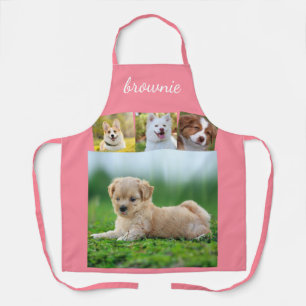 Personalized 4-Photo White Rose Gold Script Name  Apron