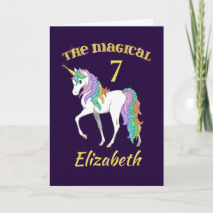 Personalized 4th 5th 6th 7th 8th Birthday Unicorn Card
