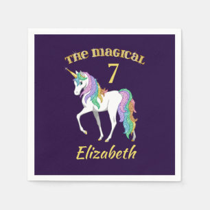 Personalized 4th 5th 6th 7th 8th Birthday Unicorn Napkin