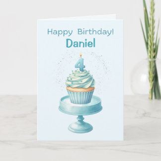 Personalized 4th Birthday Cupcake Card