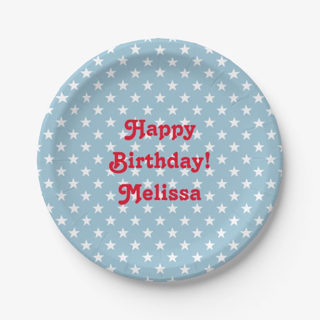Personalized 4th of July Birthday party plates (Front)