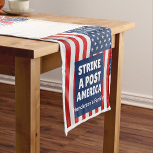 Personalized 4th of July celebration family party Short Table Runner