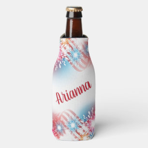 Personalized 4th of July Fireworks  Bottle Cooler