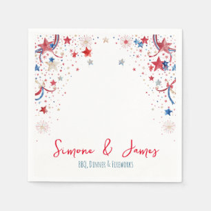 Personalized 4th of July Fireworks Party Decor Napkin
