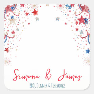 Personalized 4th of July Fireworks Party Decor Square Sticker