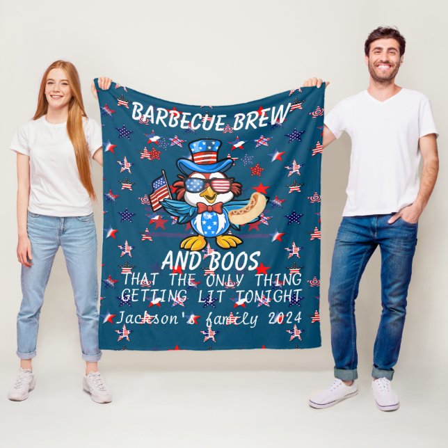 Personalized 4th of July funny saying  Fleece Blanket (In Situ)
