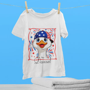 Personalized 4th of July Goose Boy Patriotic USA T-Shirt