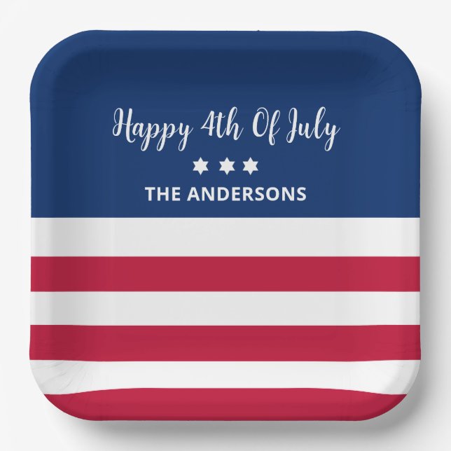 Personalized 4th Of July Paper Plates (Front)